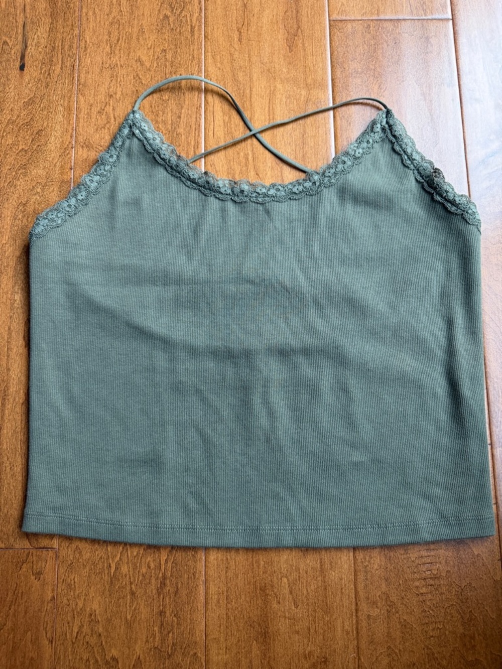 American Eagle Lace-Trim Olive Green Camisole Tank Top